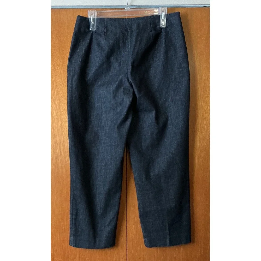 Talbots Petites Womens‎ Stretch Dark Wash Cropped Jeans Capri Pull-Up Sz10